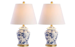 Jonathan Y Penelope 22 in. Blue/White Chinoiserie Table Lamp, Set of 2