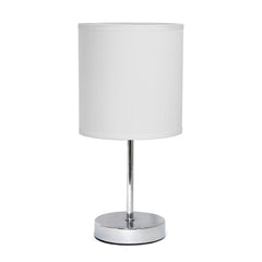 Simple Designs Chrome Mini Basic Table Lamp with Fabric Shade 2 Pack Set - White